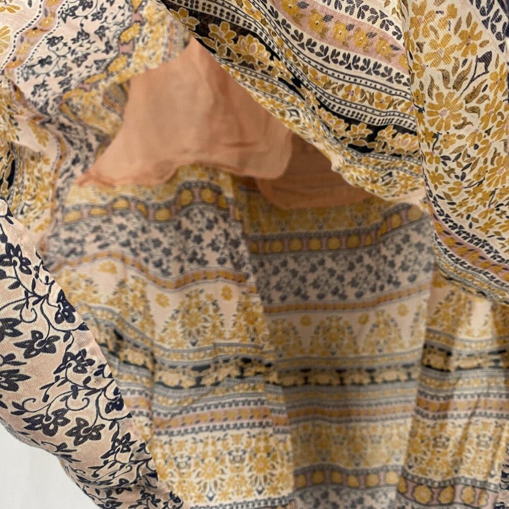 J Jill Skirt 4X Pink Floral Peasant Tiered Elastic Waist Lined Boho Cottagecore - Picture 3 of 13